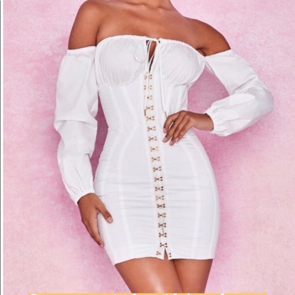 White midi off the shoulder dress - Picture 1 of 2